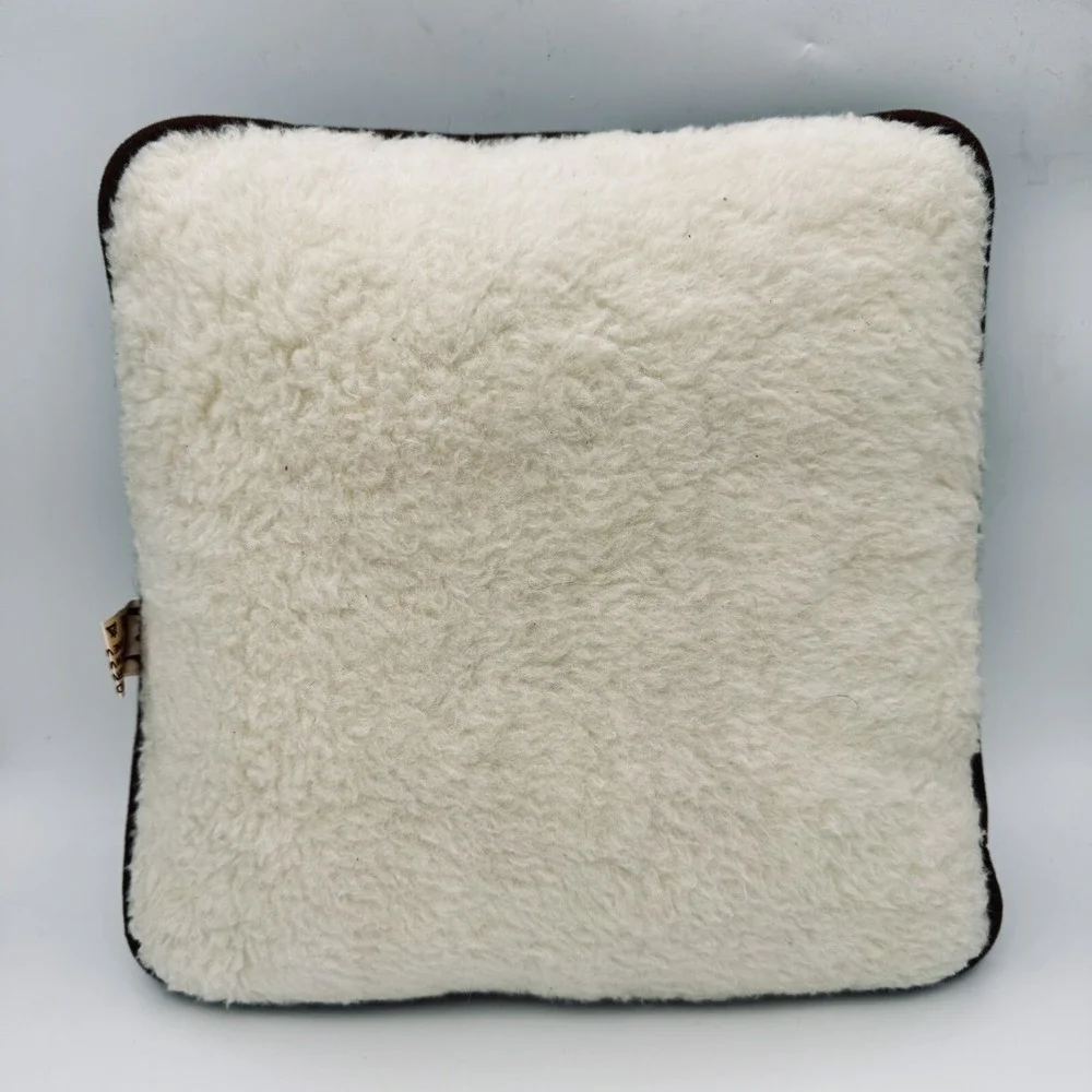 VTG New Wool Throw Pillow Sherpa‎ Schurwolle Laine Vierge Dalmatians Dogs Brown